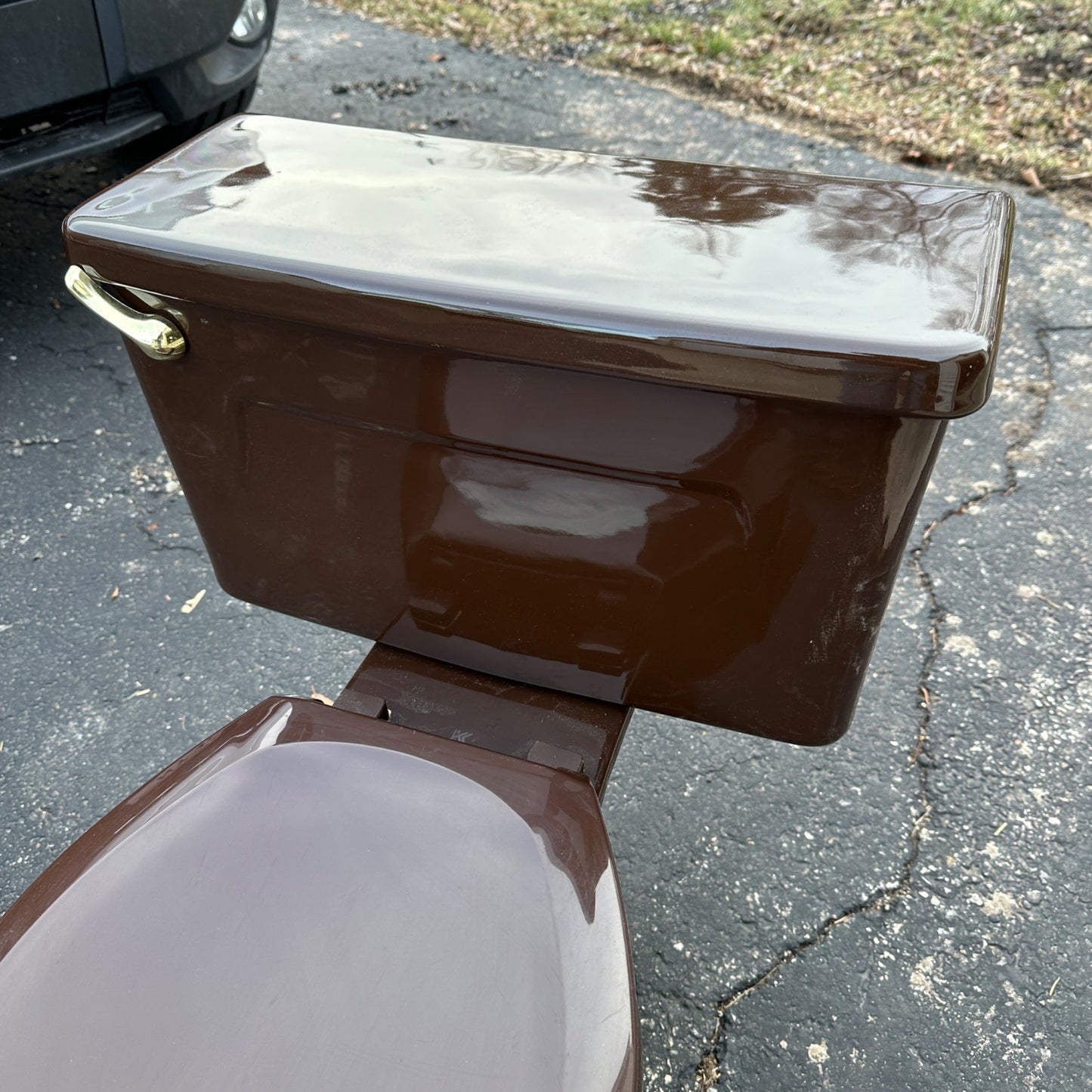 Vintage 1970s Espresso Brown Kohler Bathroom Porcelain Toilet Mid-Century