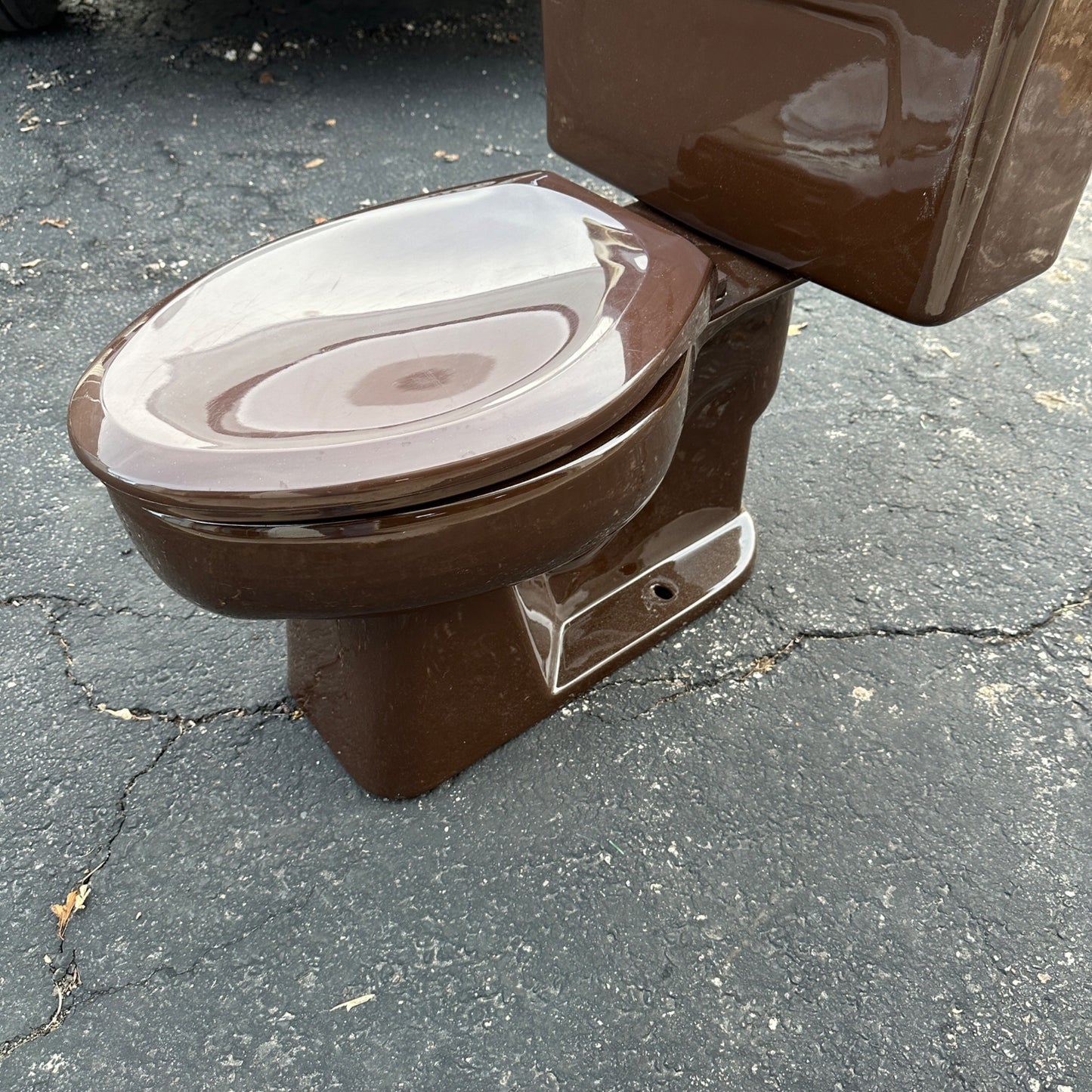 Vintage 1970s Espresso Brown Kohler Bathroom Porcelain Toilet Mid-Century