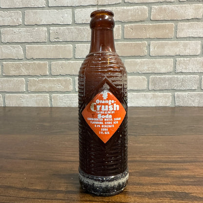 Vintage Orange Crush Brown Ribbed 7 Oz. Red Arrow Bottle Works Detroit Michigan