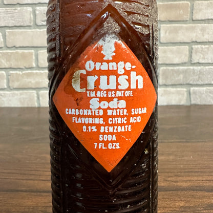 Vintage Orange Crush Brown Ribbed 7 Oz. Red Arrow Bottle Works Detroit Michigan