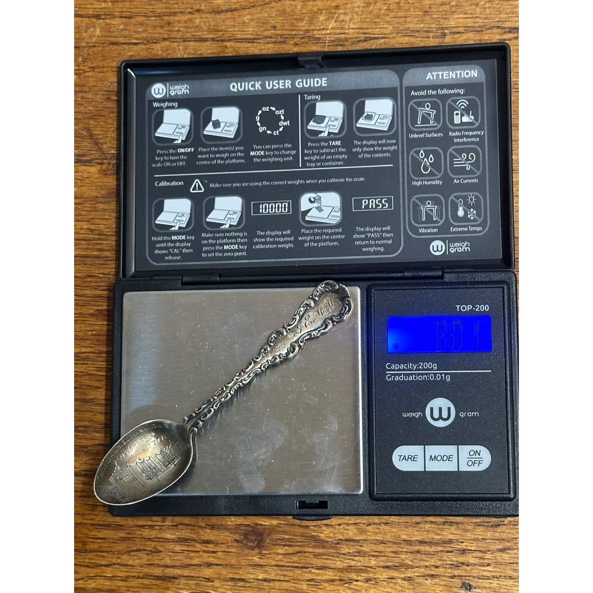 Vintage San Gabriel Mission 1771 Los Angeles Sterling Silver Spoon California