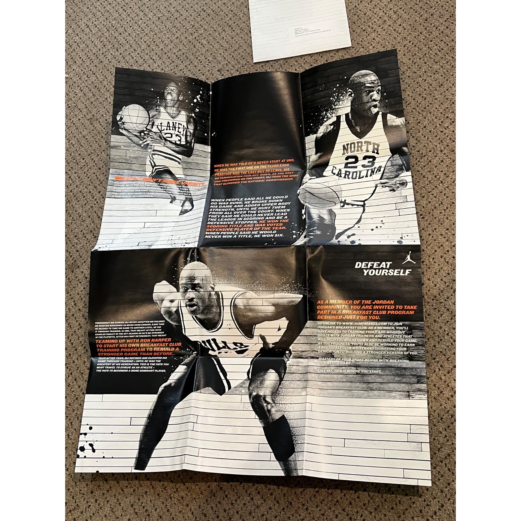 Michael Jordan Nike Breakfast Club 2-Sided Limited Edition Poster 30" x 22"