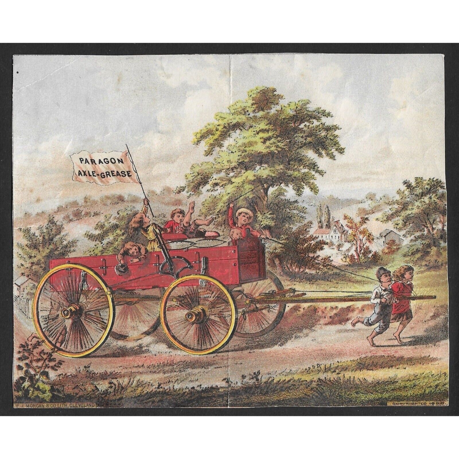 SCARCE Antique 1880s Paragon Axle Grease Wooden Oil Bentwood Wood Box Can