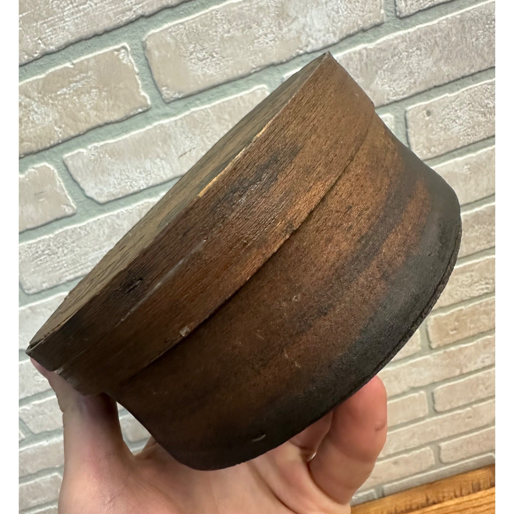 SCARCE Antique 1880s Paragon Axle Grease Wooden Oil Bentwood Wood Box Can