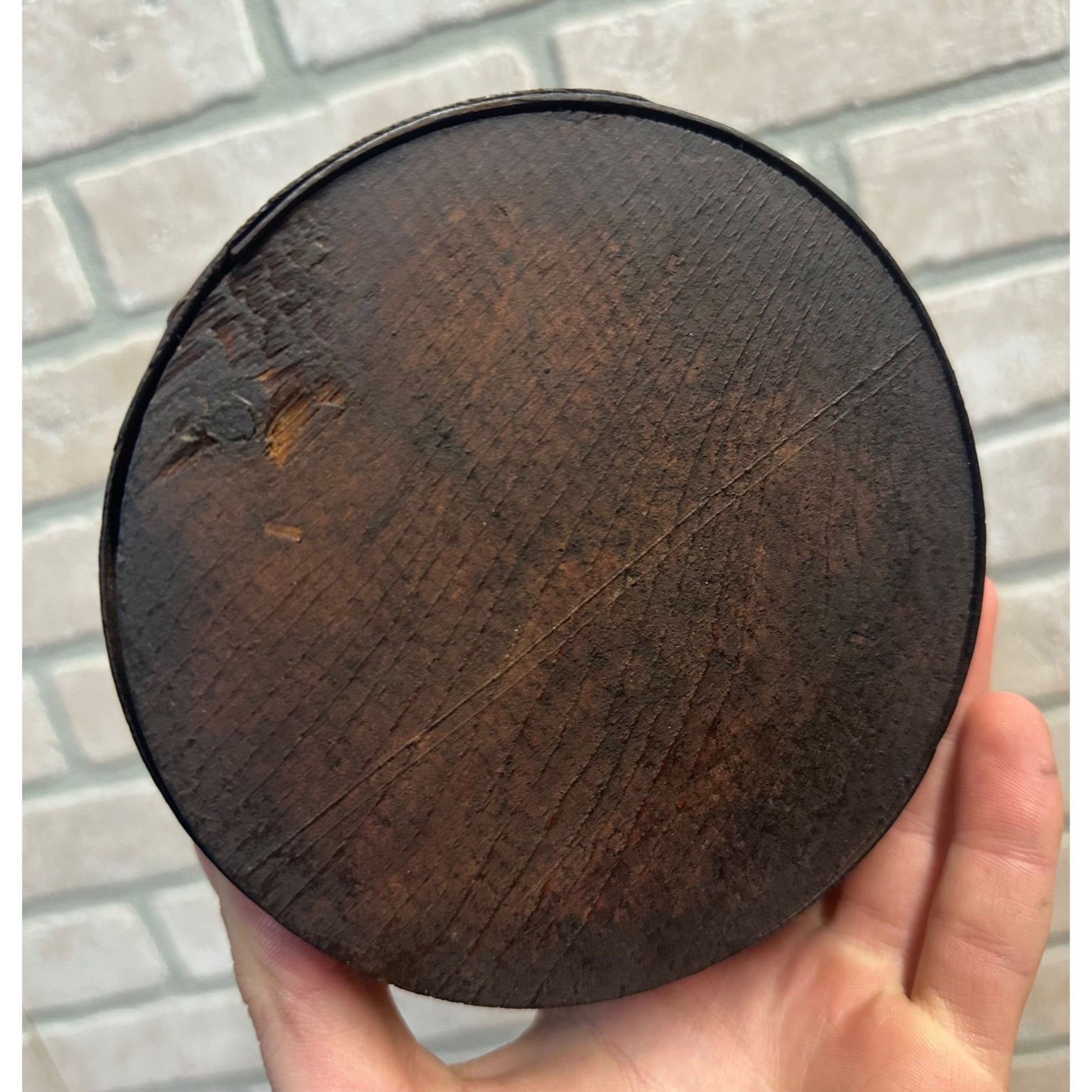 SCARCE Antique 1880s Paragon Axle Grease Wooden Oil Bentwood Wood Box Can