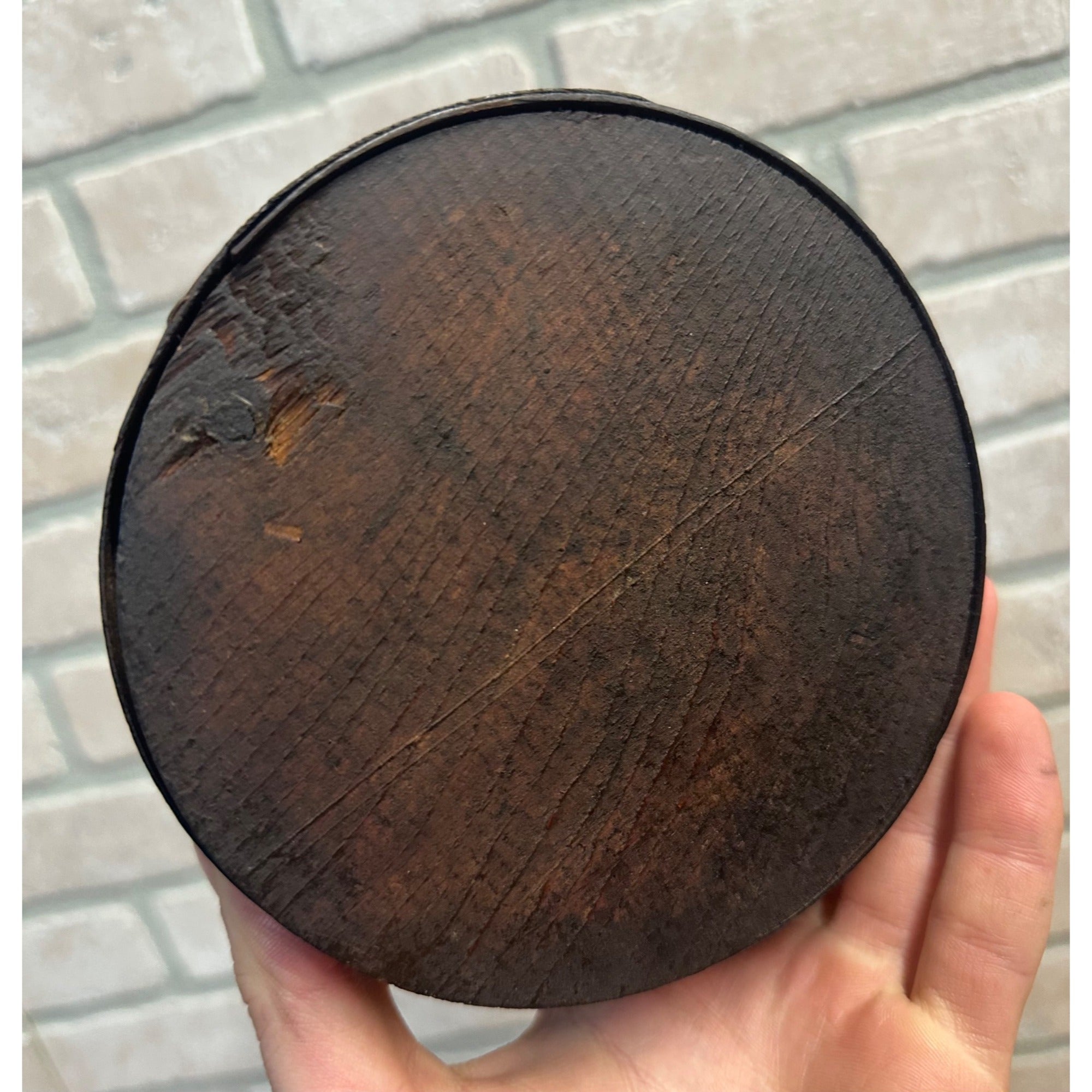 SCARCE Antique 1880s Paragon Axle Grease Wooden Oil Bentwood Wood Box Can