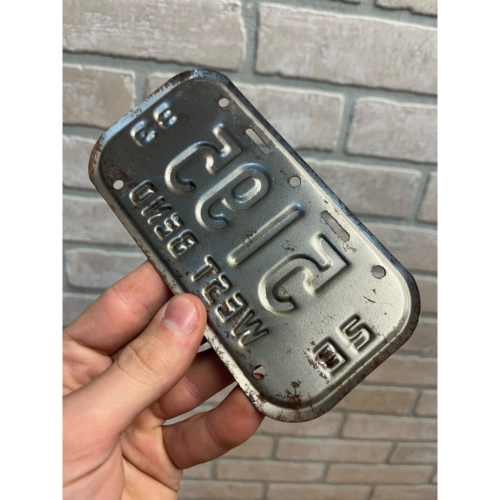 Vintage Wisconsin Bicycle Bike License Plate Embossed West Bend 1982-1983