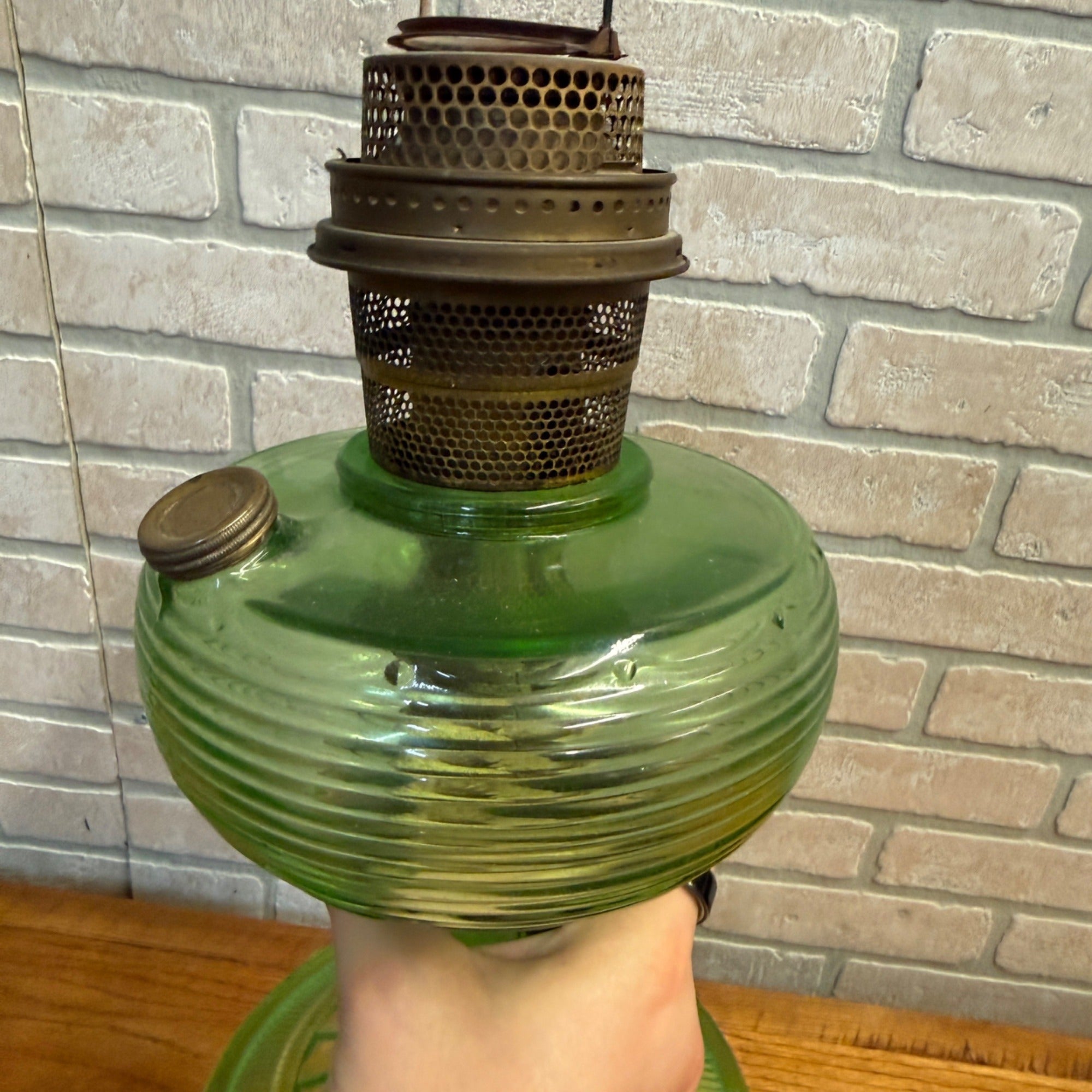 Vintage Aladdin Oil Lamp Green Beehive Parlor Lamp