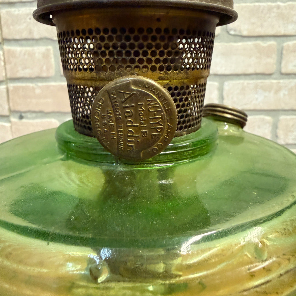 Vintage Aladdin Oil Lamp Green Beehive Parlor Lamp