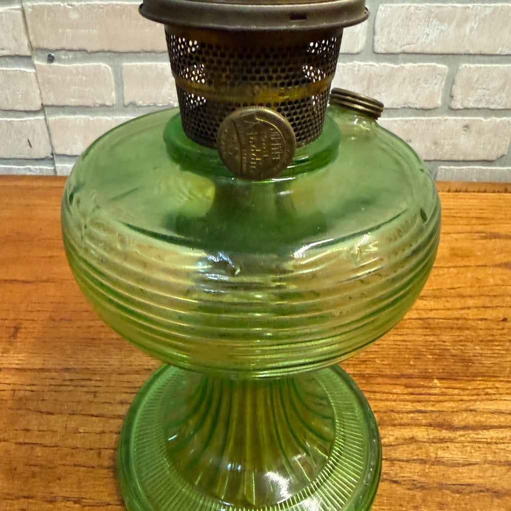 Vintage Aladdin Oil Lamp Green Beehive Parlor Lamp