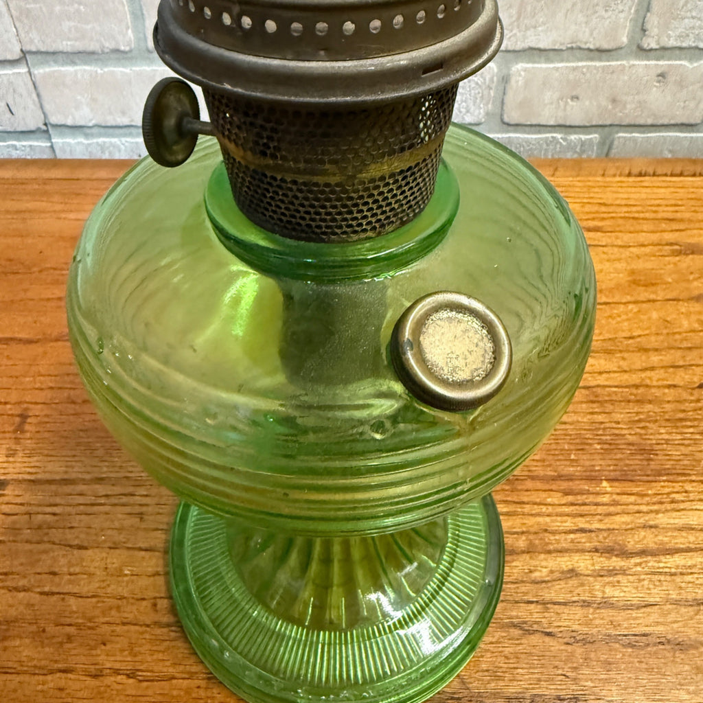 Vintage Aladdin Oil Lamp Green Beehive Parlor Lamp
