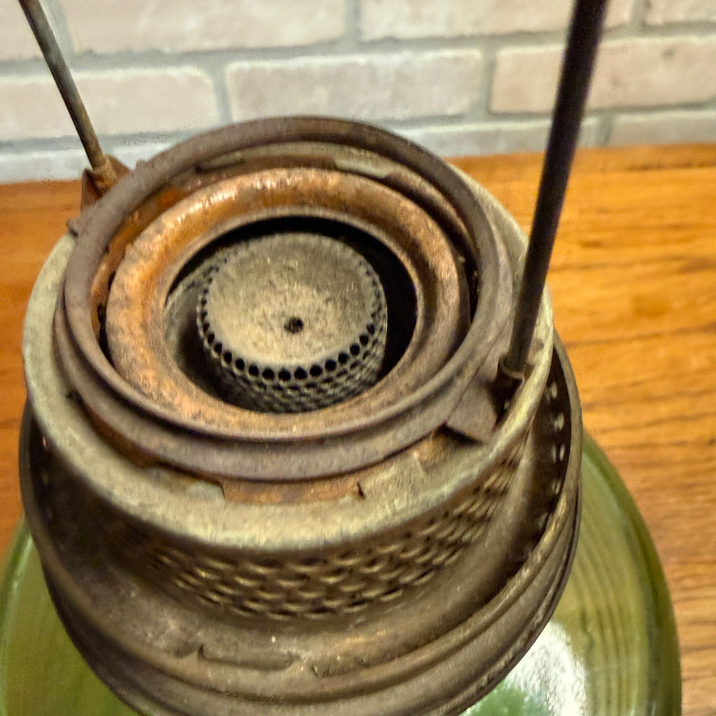 Vintage Aladdin Oil Lamp Green Beehive Parlor Lamp