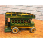 Vintage 1930s Ferdinand Strauss Wind-Up Interstate Double-Decker Bus - Works