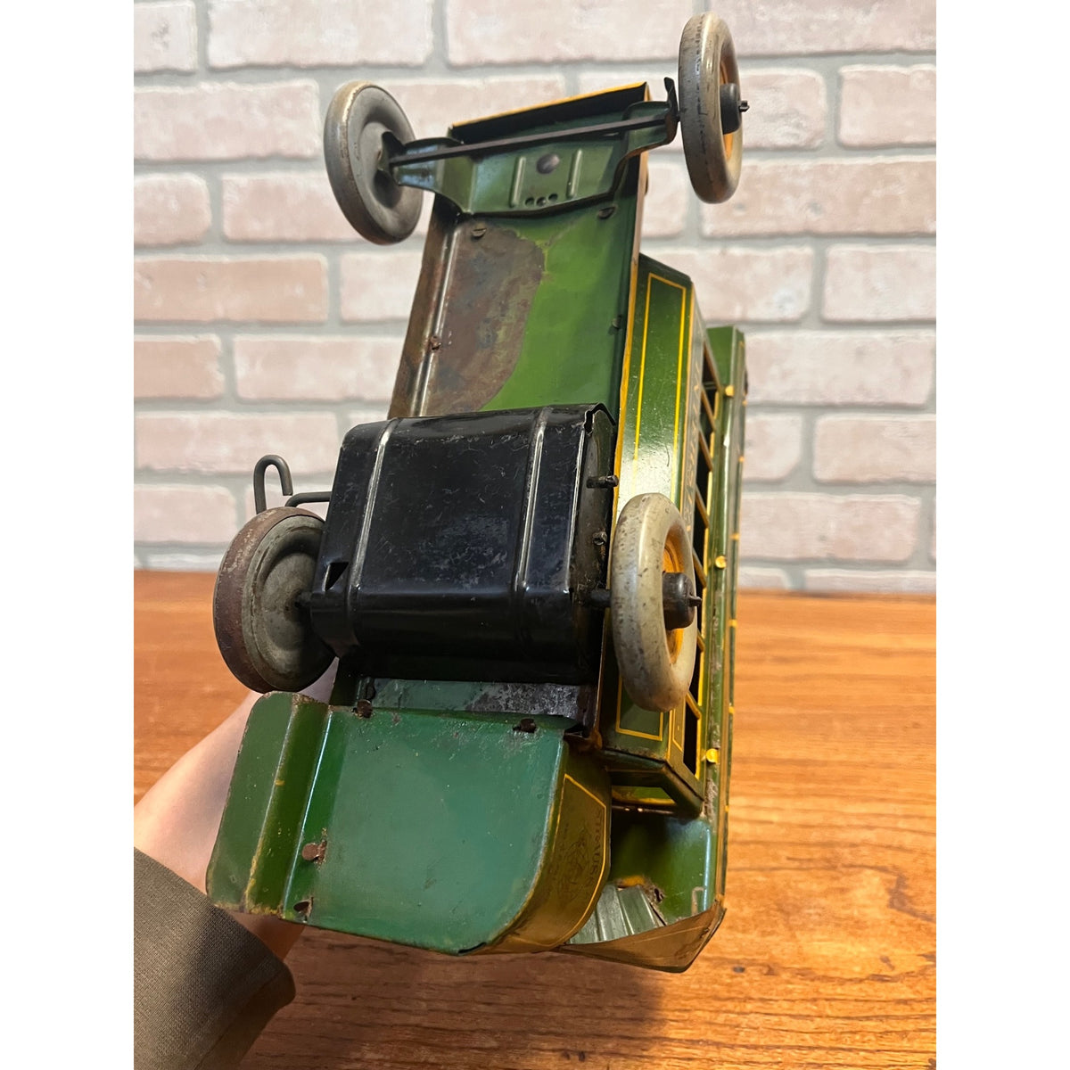 Vintage 1930s Ferdinand Strauss Wind-Up Interstate Double-Decker Bus - Works