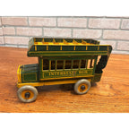 Vintage 1930s Ferdinand Strauss Wind-Up Interstate Double-Decker Bus - Works
