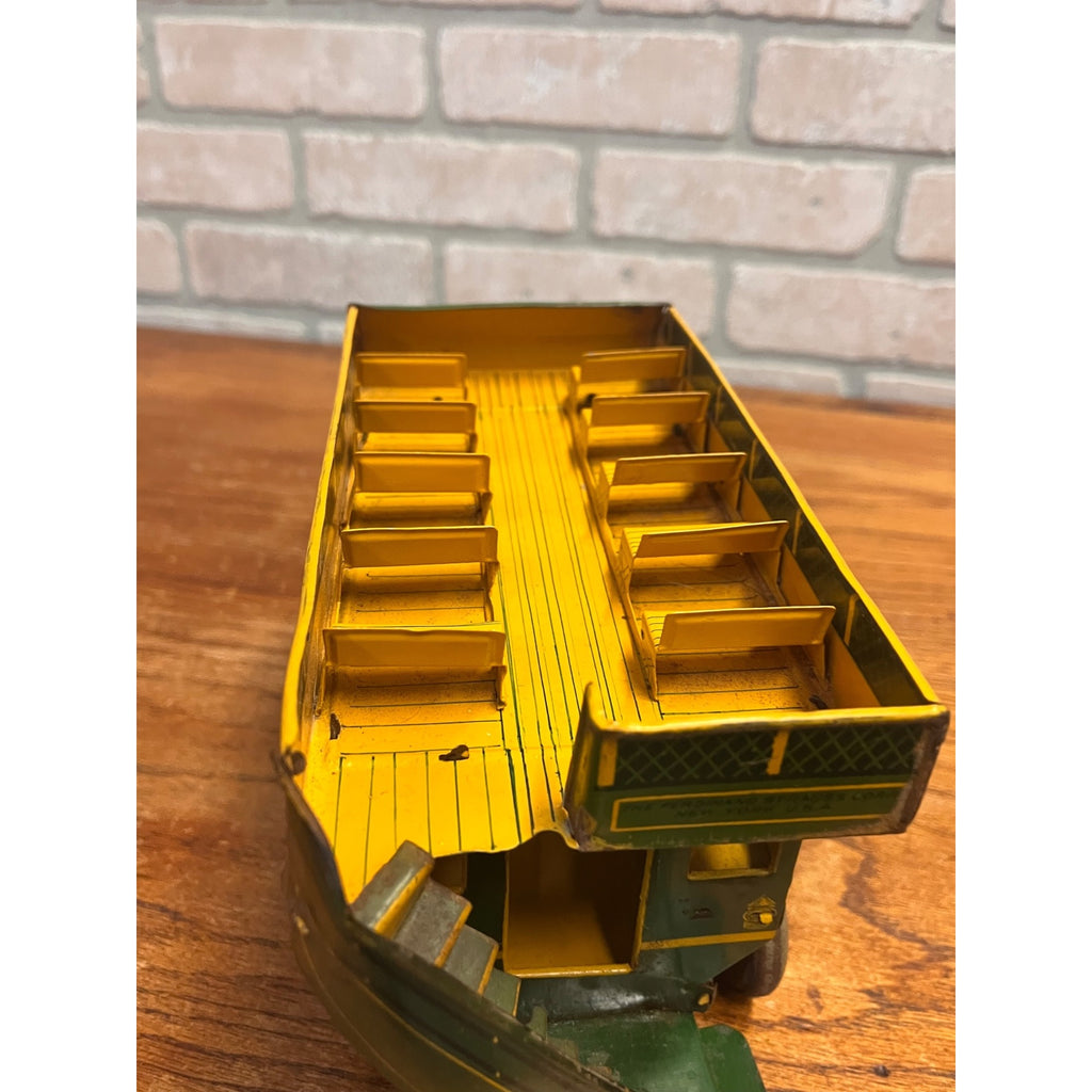 Vintage 1930s Ferdinand Strauss Wind-Up Interstate Double-Decker Bus - Works