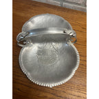 Vintage Mid Century Trinket Dresser Tray Basket Aluminum Flower Hammered