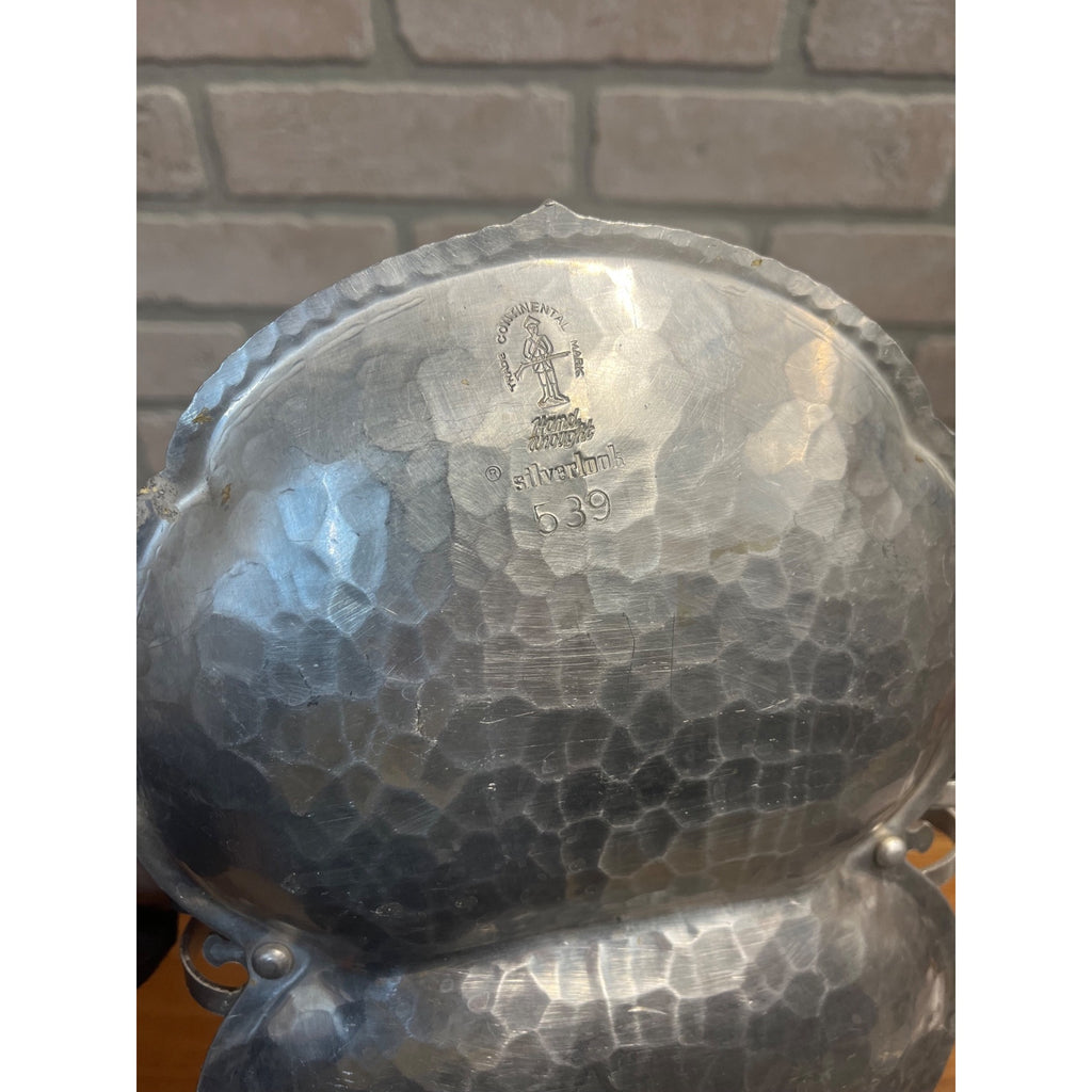 Vintage Mid Century Trinket Dresser Tray Basket Aluminum Flower Hammered