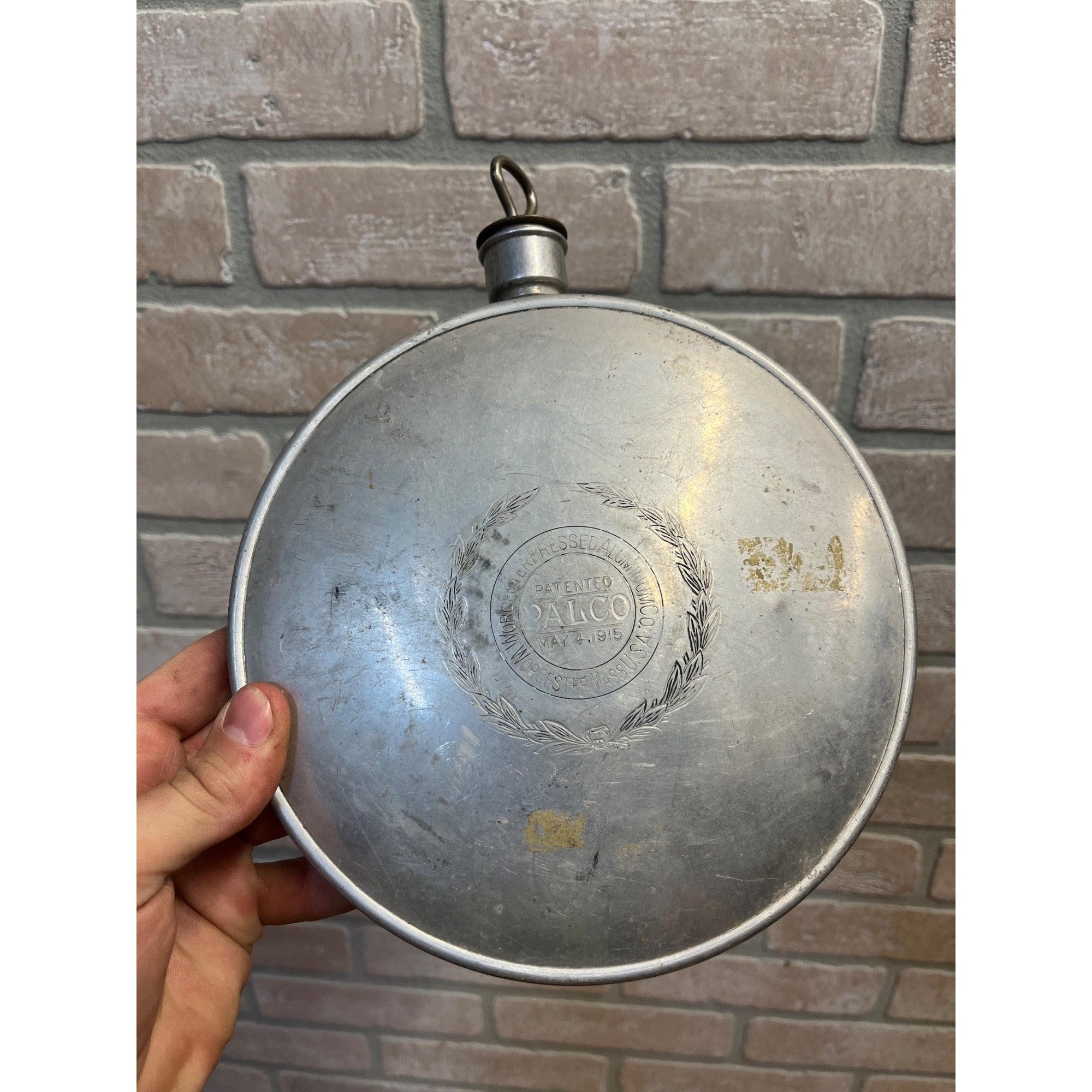 Vintage 1915 PALCO WWI Army Soldier Pressed Aluminium Canteen W/cap Worcester MA