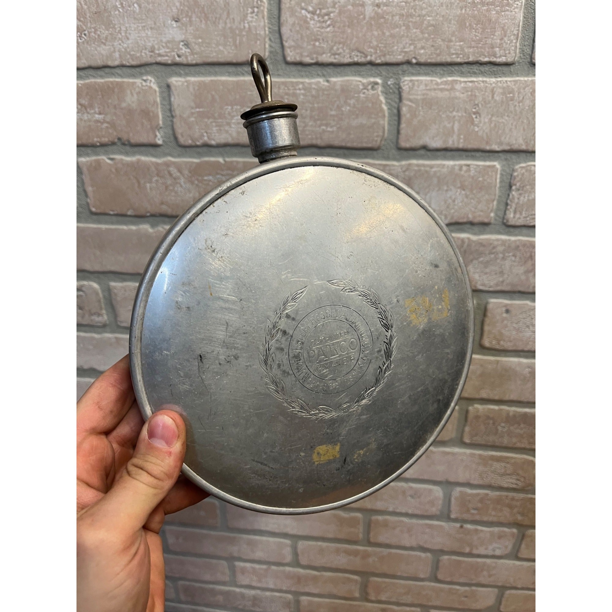 Vintage 1915 PALCO WWI Army Soldier Pressed Aluminium Canteen W/cap Worcester MA