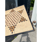 Antique Primitive Chinese Checkers Wooden Painted Game Board Folk Art AAFA
