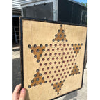 Antique Primitive Chinese Checkers Wooden Painted Game Board Folk Art AAFA