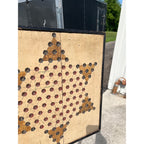 Antique Primitive Chinese Checkers Wooden Painted Game Board Folk Art AAFA