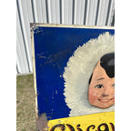 RARE Vintage Clicquot Club Ginger Ale Embossed Tin Advertising Soda Sign Eskimo