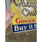 RARE Vintage Clicquot Club Ginger Ale Embossed Tin Advertising Soda Sign Eskimo