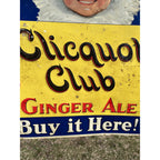 RARE Vintage Clicquot Club Ginger Ale Embossed Tin Advertising Soda Sign Eskimo