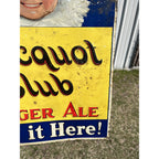 RARE Vintage Clicquot Club Ginger Ale Embossed Tin Advertising Soda Sign Eskimo