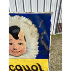 RARE Vintage Clicquot Club Ginger Ale Embossed Tin Advertising Soda Sign Eskimo