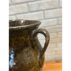 Antique Primitive 1900s Earthenware / Redware Cream Pitcher Albany Slip 5.25” Farmhouse Country Decor