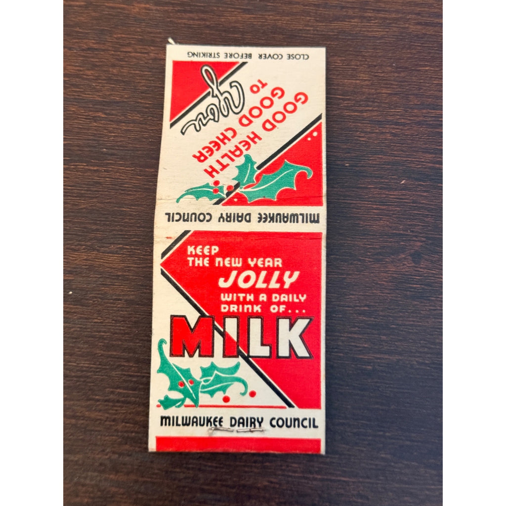 Vintage Milwaukee Milk Council Christmas Unstruck FULL Matchbook Advertising