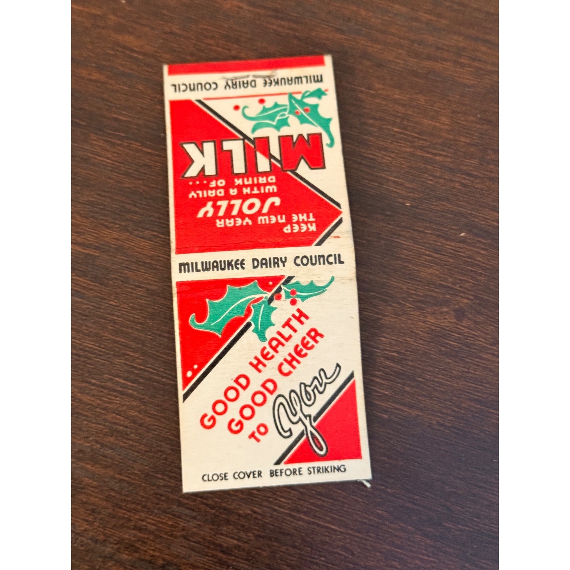 Vintage Milwaukee Milk Council Christmas Unstruck FULL Matchbook Advertising
