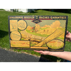 Vintage Belgian Cardboard Making of Wheat AMS Lithographed Advertising Sign