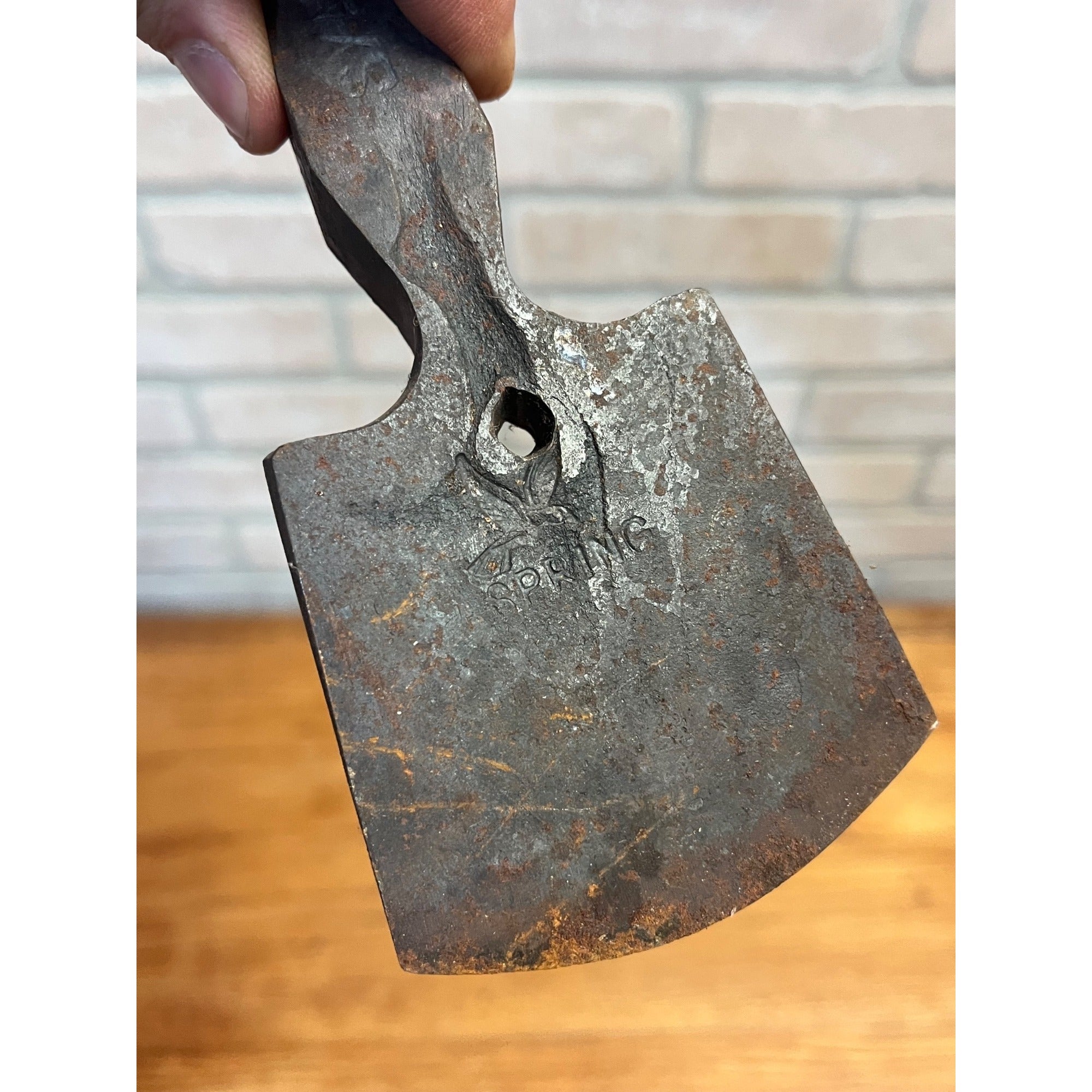 Antique South Asia / Indian Spring Steel Chopping Axe Tool Head Eagle Logo