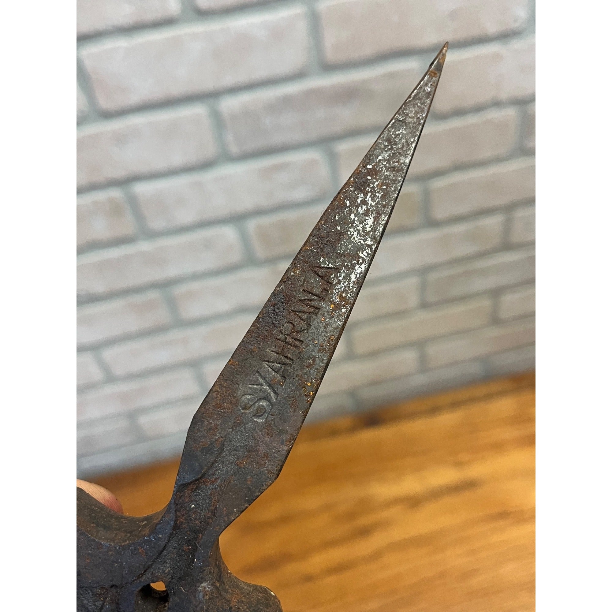 Antique South Asia / Indian Spring Steel Chopping Axe Tool Head Eagle Logo