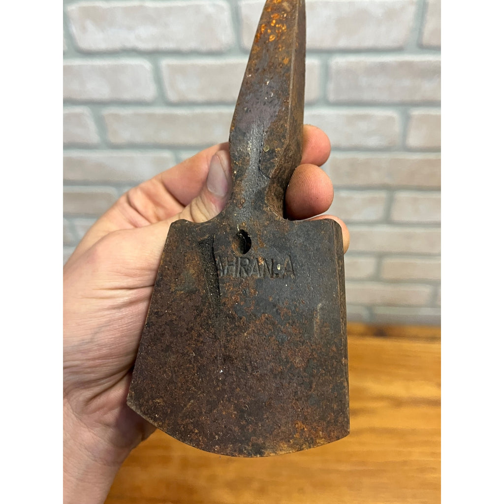 Antique South Asia / Indian Spring Steel Chopping Axe Tool Head Eagle Logo