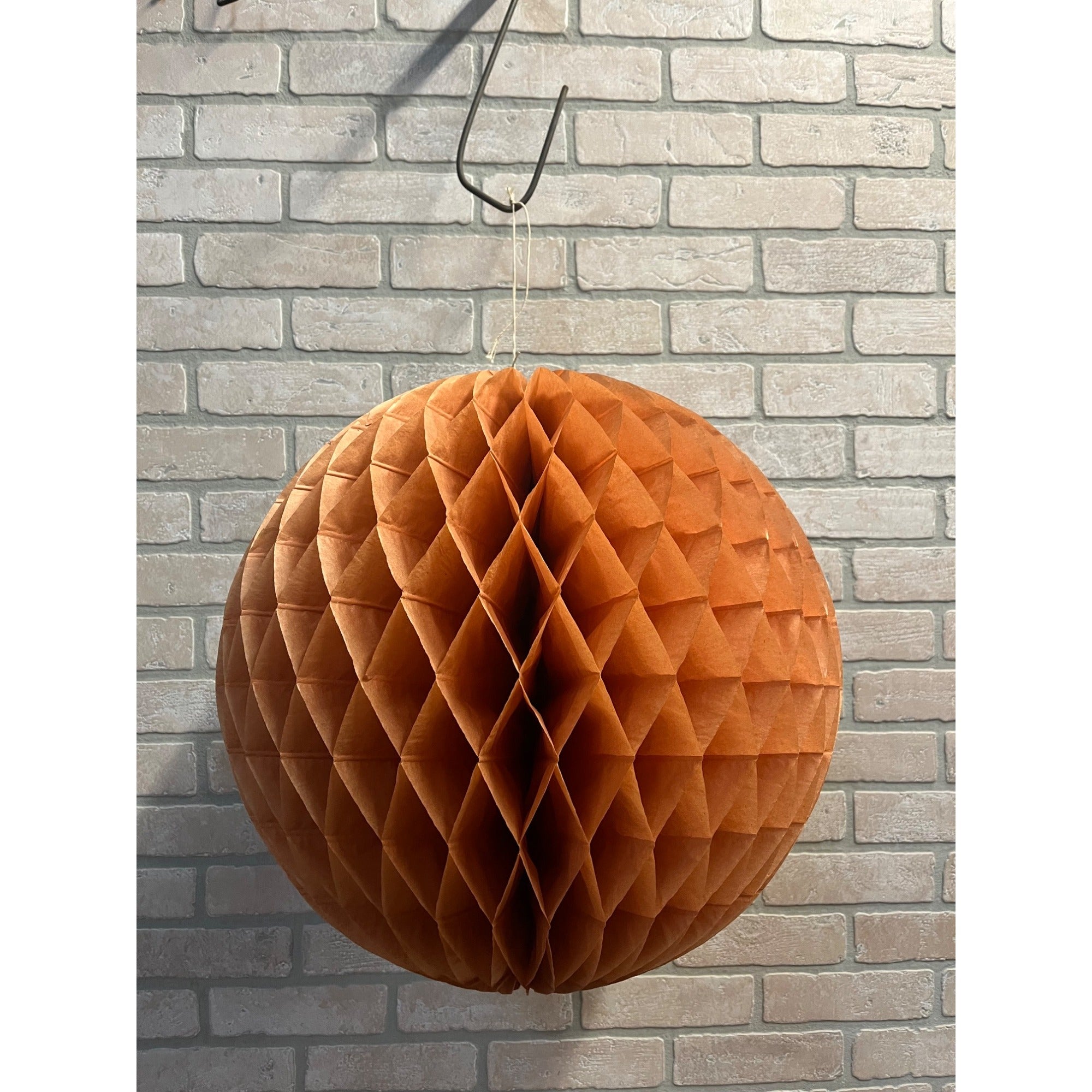 Vintage 1930s Halloween Orange Honeycomb Crepe Ball Large 16" Hanging Decor