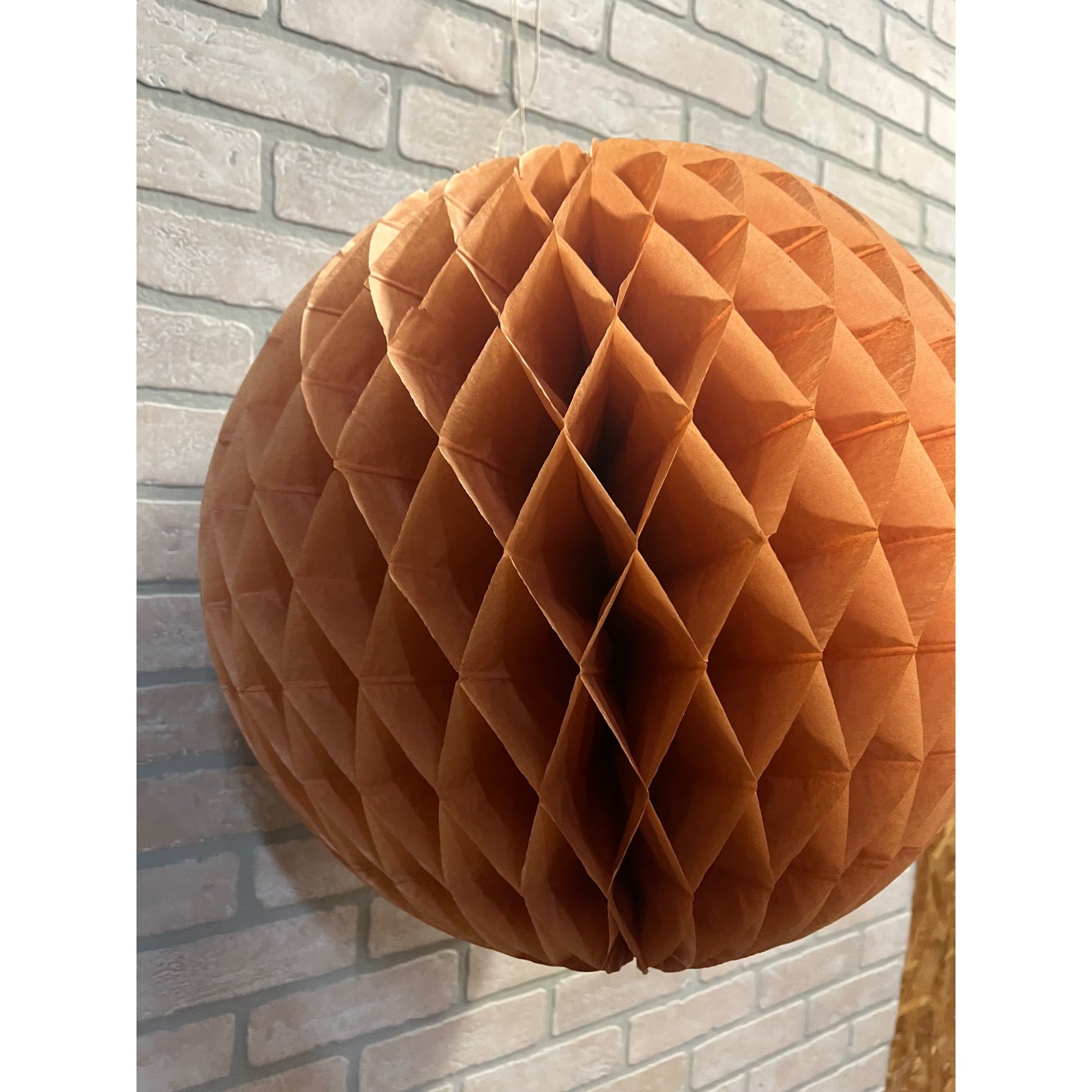 Vintage 1930s Halloween Orange Honeycomb Crepe Ball Large 16" Hanging Decor