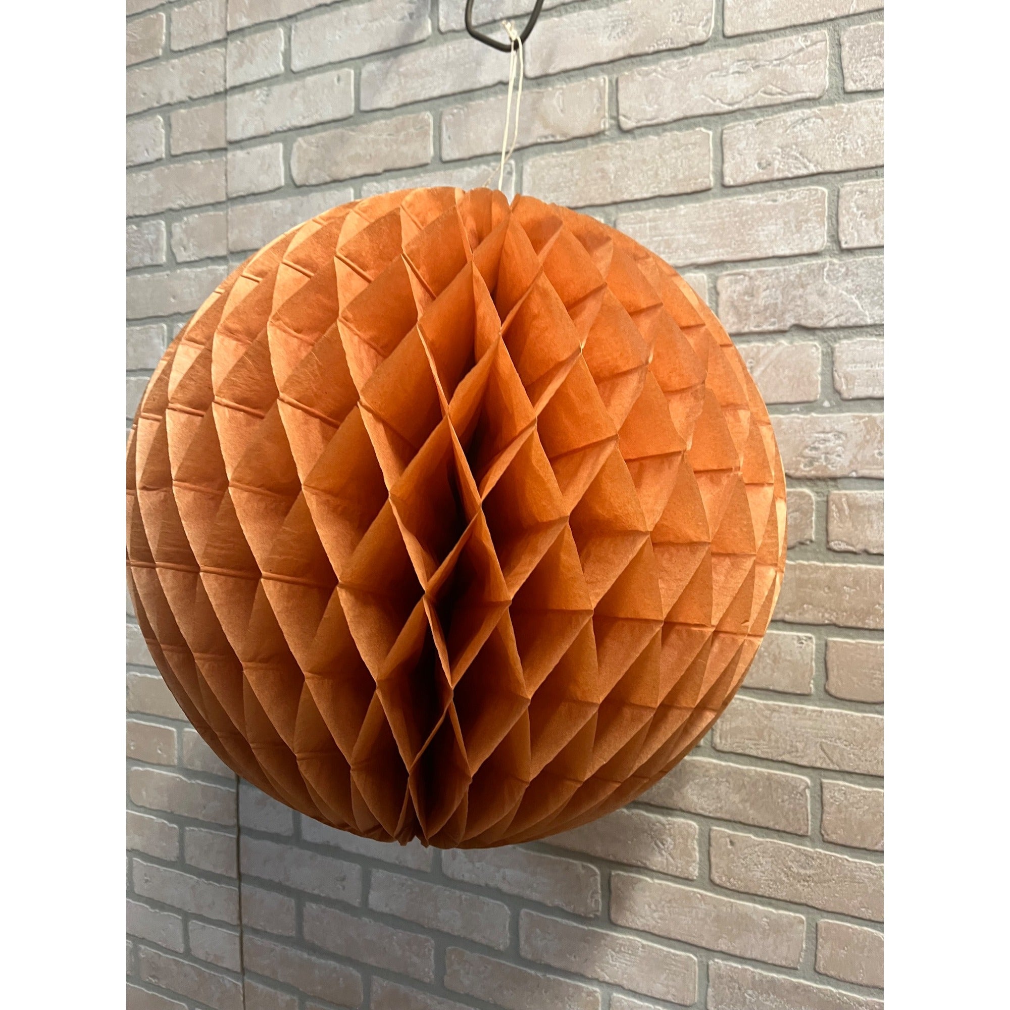 Vintage 1930s Halloween Orange Honeycomb Crepe Ball Large 16" Hanging Decor