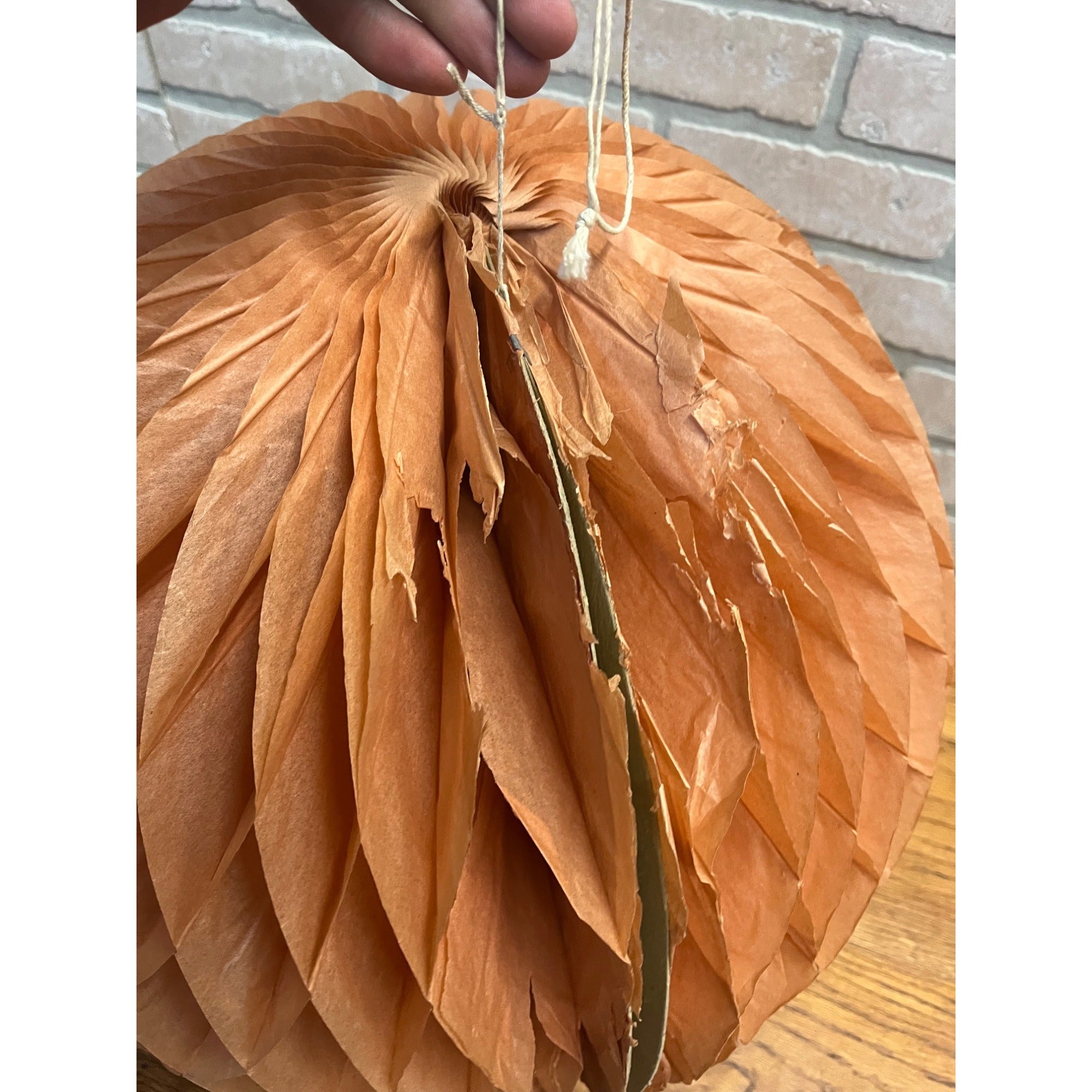 Vintage 1930s Halloween Orange Honeycomb Crepe Ball Large 16" Hanging Decor