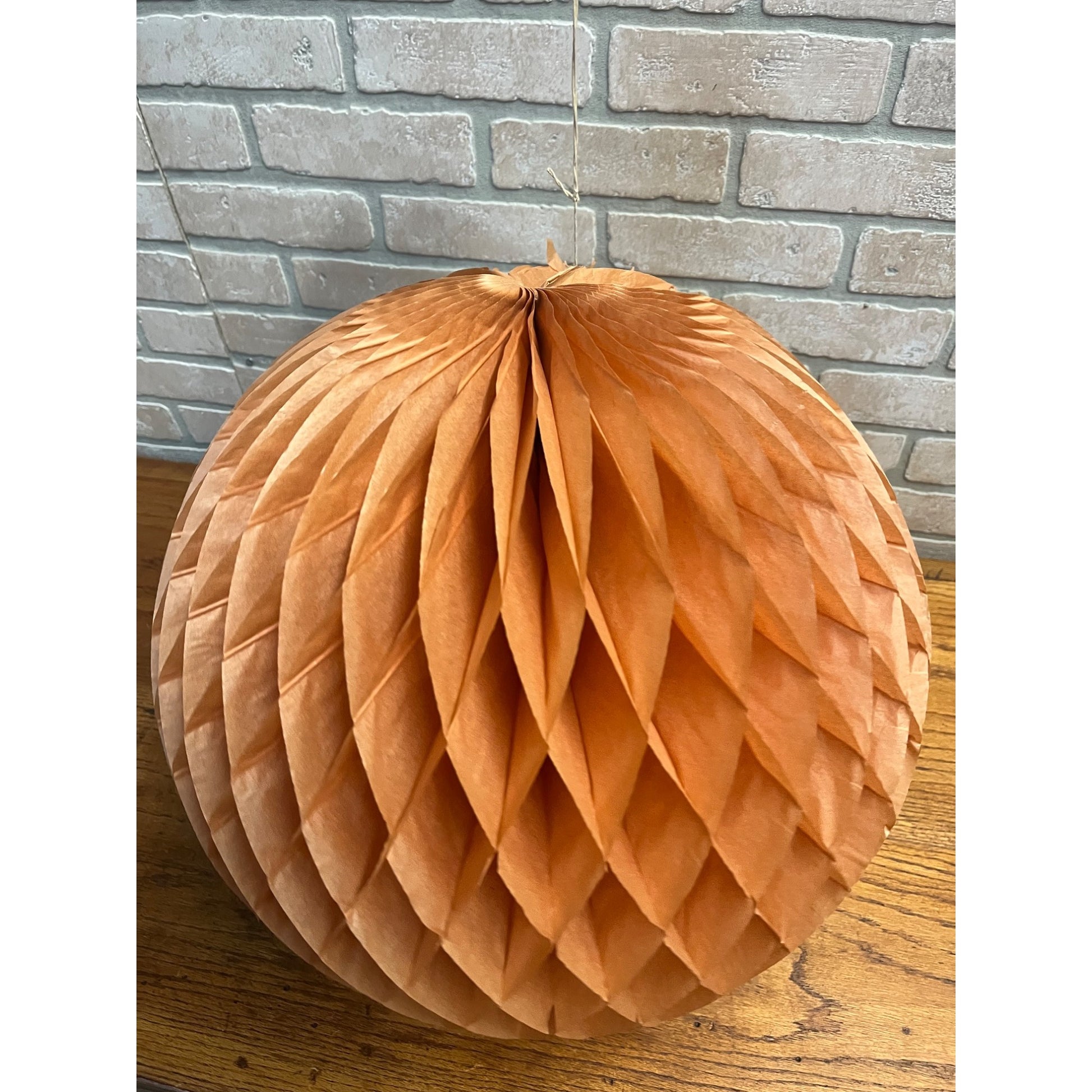 Vintage 1930s Halloween Orange Honeycomb Crepe Ball Large 16" Hanging Decor