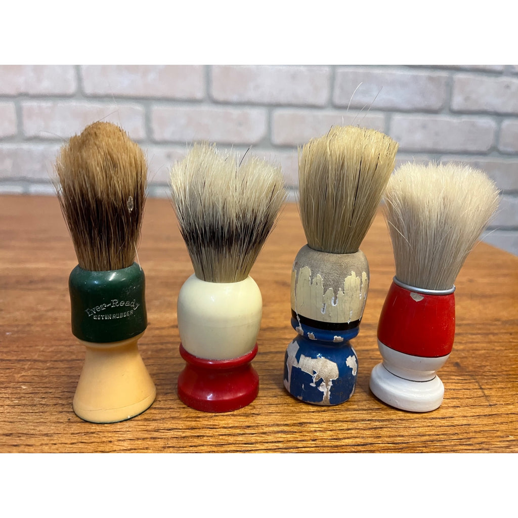 Vintage Shaving Brushes Lot (4) Eveready Rubber & Wood Handles - As-Is