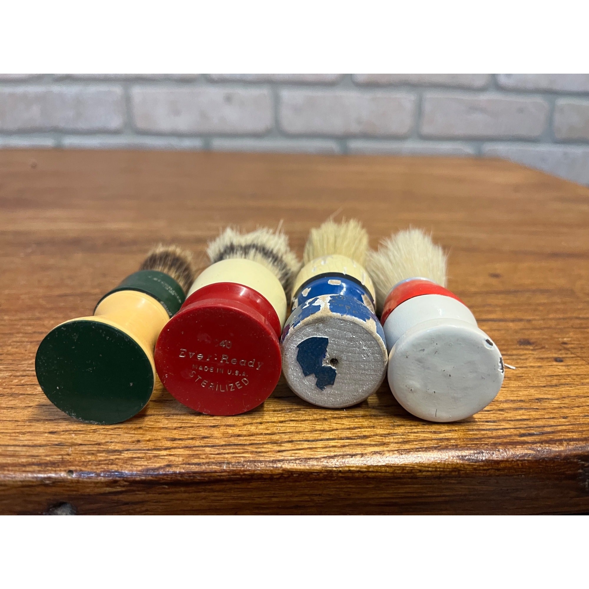 Vintage Shaving Brushes Lot (4) Eveready Rubber & Wood Handles - As-Is