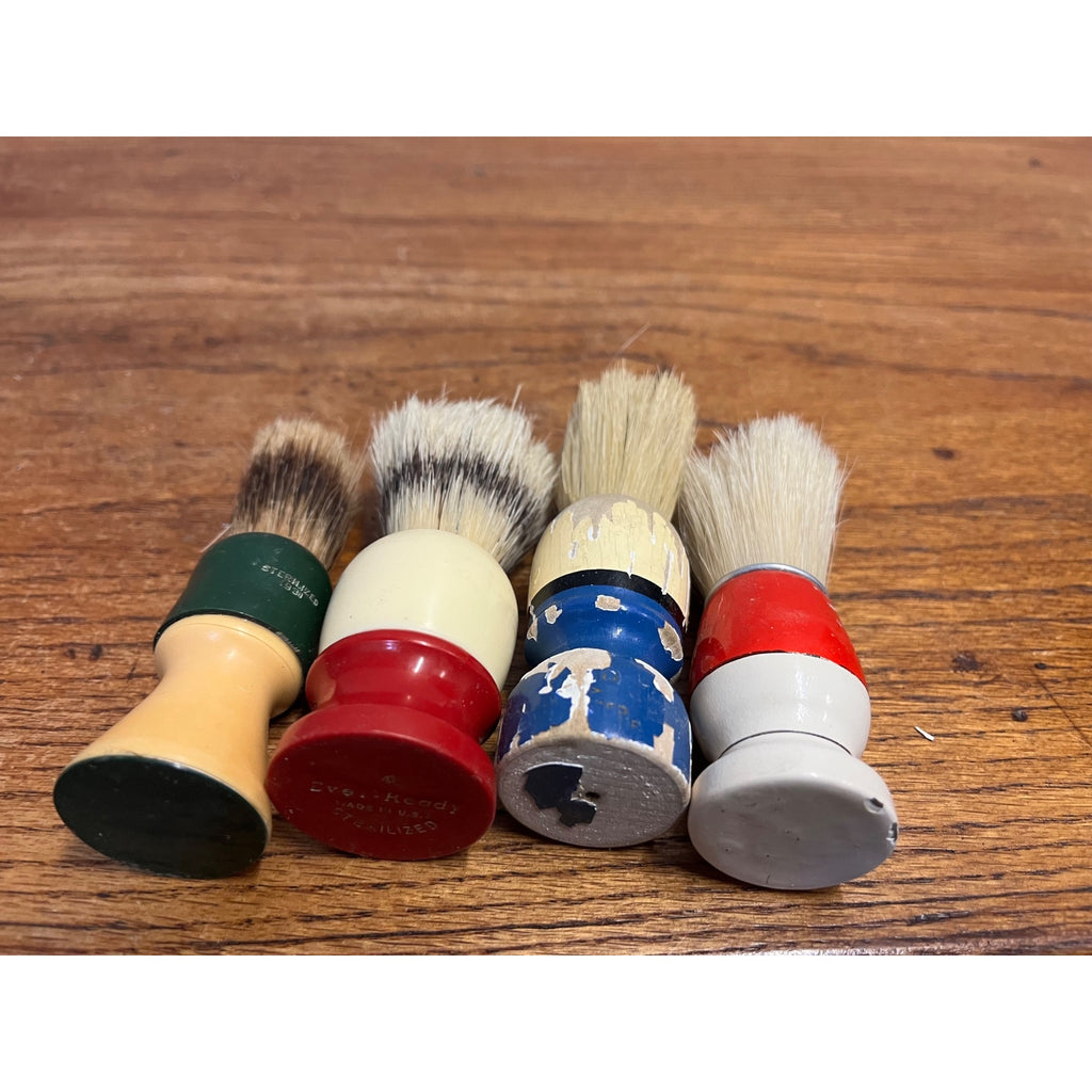 Vintage Shaving Brushes Lot (4) Eveready Rubber & Wood Handles - As-Is