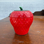 Vintage Hazel Atlas Painted Milk Glass Strawberry Jam Jar With Lid
