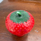 Vintage Hazel Atlas Painted Milk Glass Strawberry Jam Jar With Lid