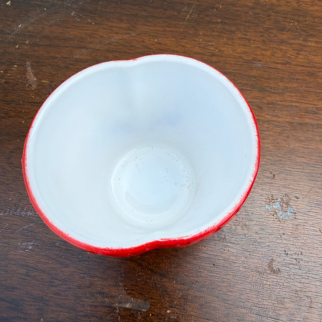 Vintage Hazel Atlas Painted Milk Glass Strawberry Jam Jar With Lid